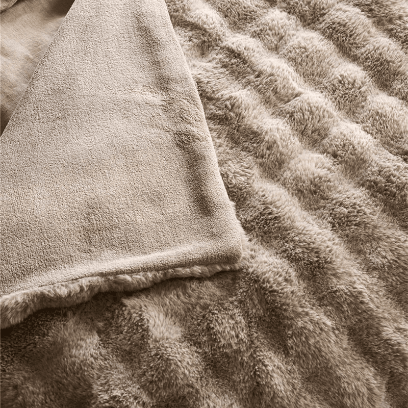 Downington Faux Fur Throw, Truffle
