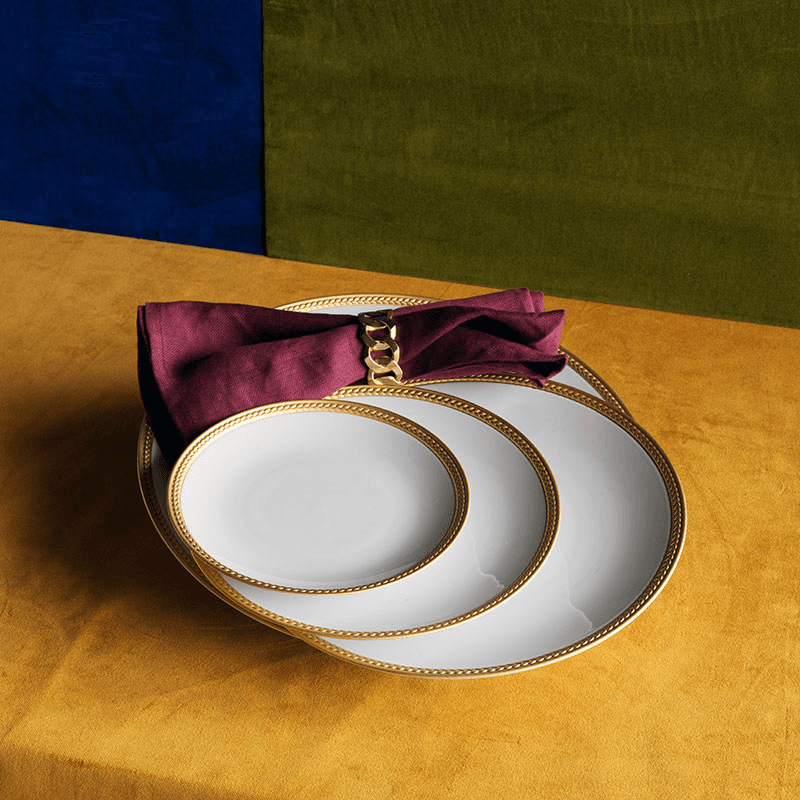 Cuban Link Set of 4 Napkin Rings, Gold