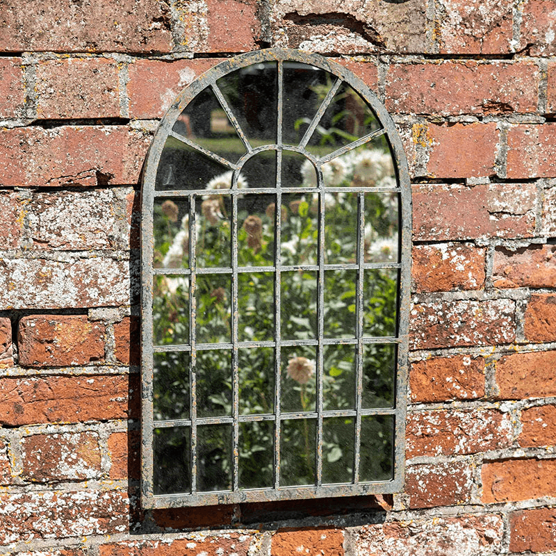 Arch Window Outdoor Mirror, Grey