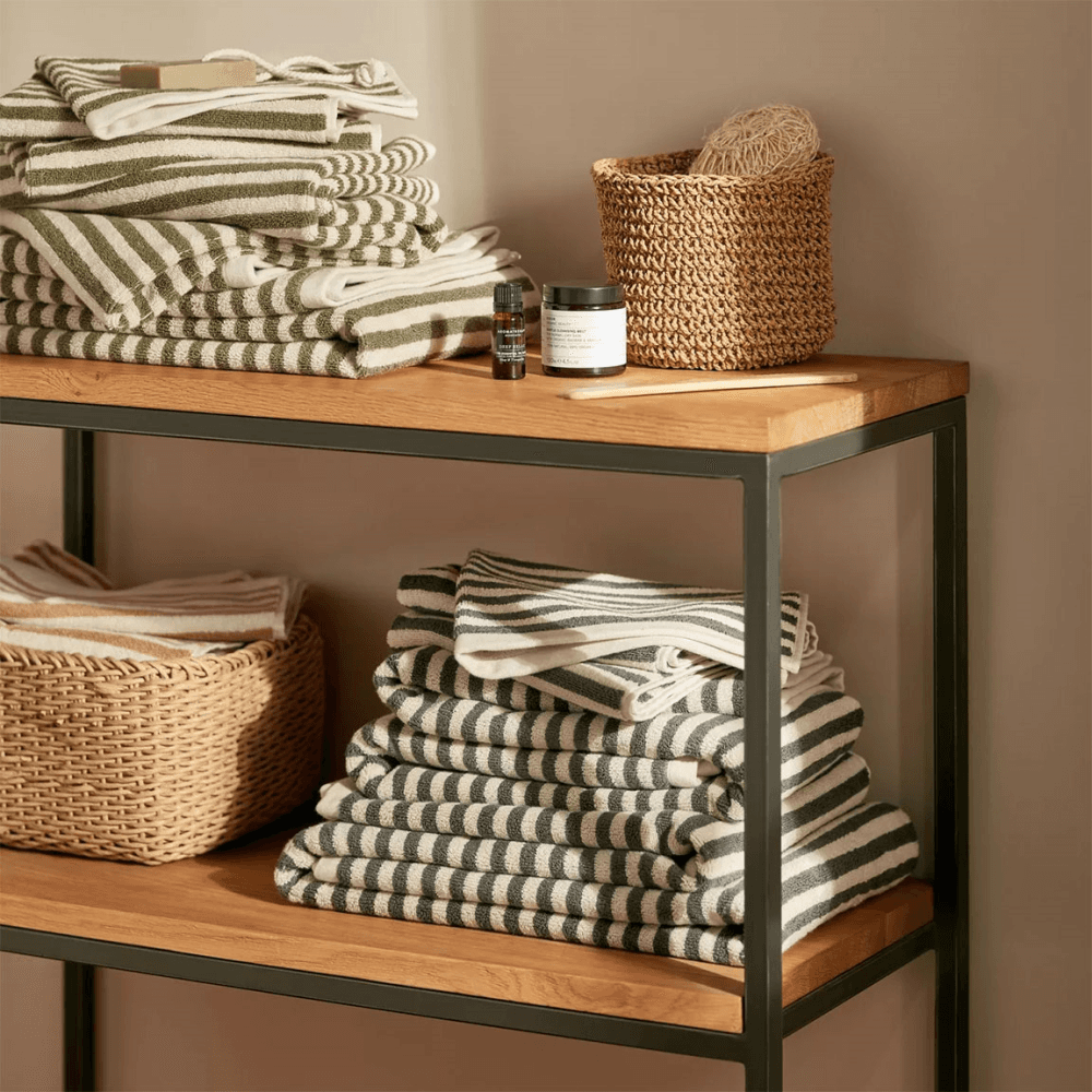 Fine Stripe Bath Towel, Avocado