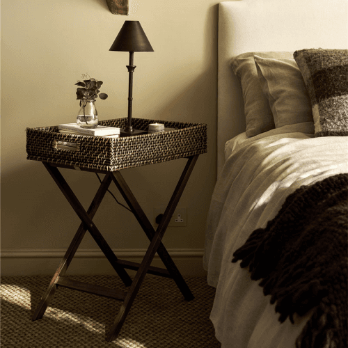 Image showing the Wittering Rattan Side Table With Stand, Antique Brown product.
