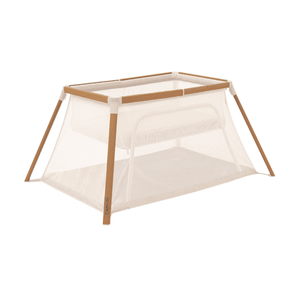 CoZee Go Travel Cot, Scandinavian Walnut/Ecru