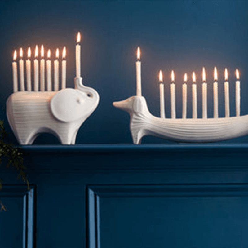 Elephant Menorah, White