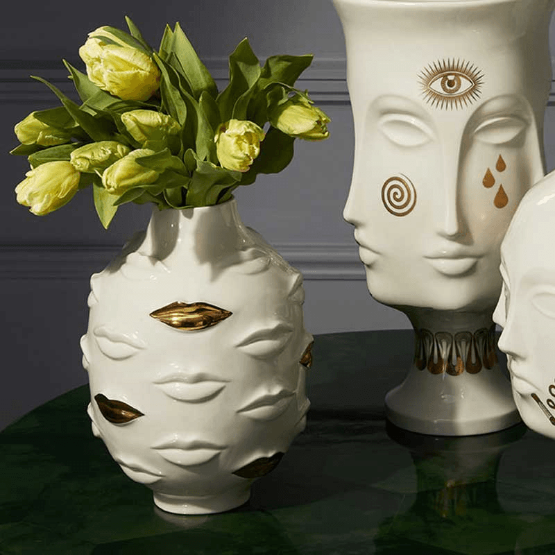Gilded Gala Vase, White & Gold