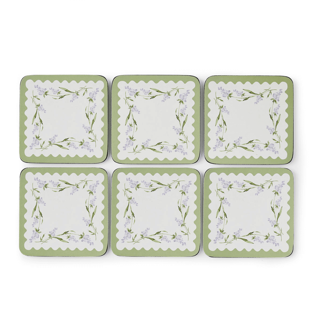 Lavandula Set of 6 Coasters, White
