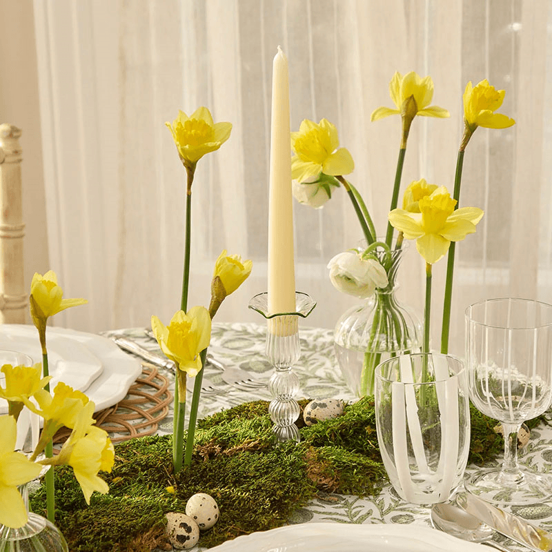 Rimmed Pompom Set of 2 Candlesticks