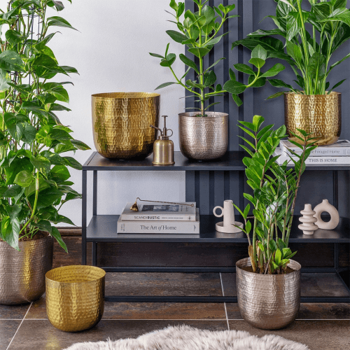 Image showing the Felix Hammered Metal Set of 3 Planters product.