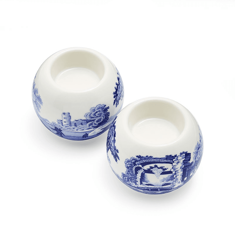 Blue Italian Set of 2 Tealight Holders, Blue
