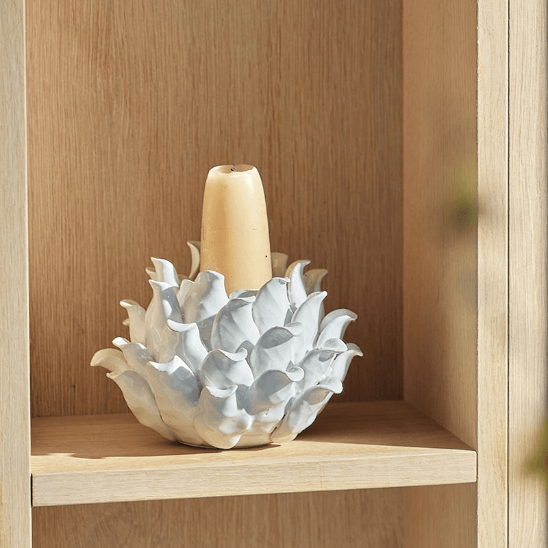 Flower Candle Holder, White