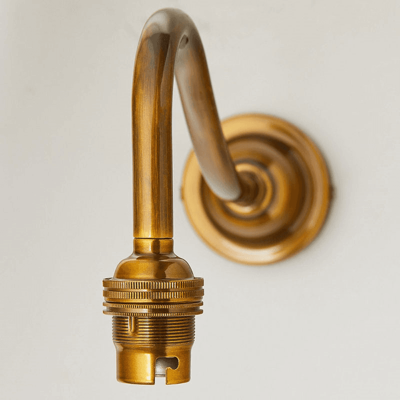 Swan Neck Wall Light Fitting, Antiqued Brass