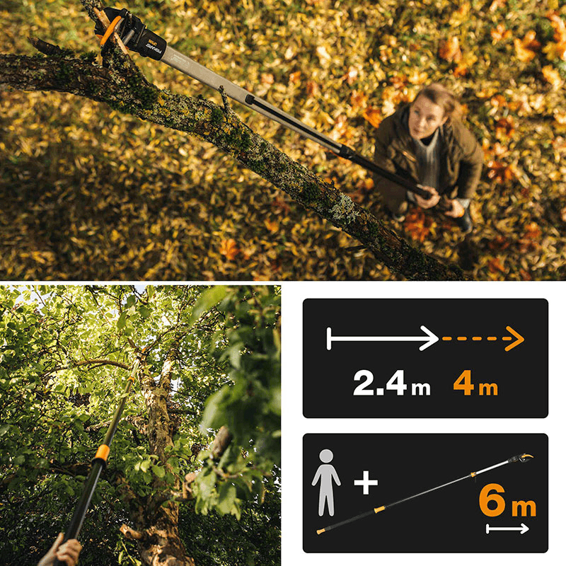 PowerGear Telescopic Tree Pruner, Black and Orange