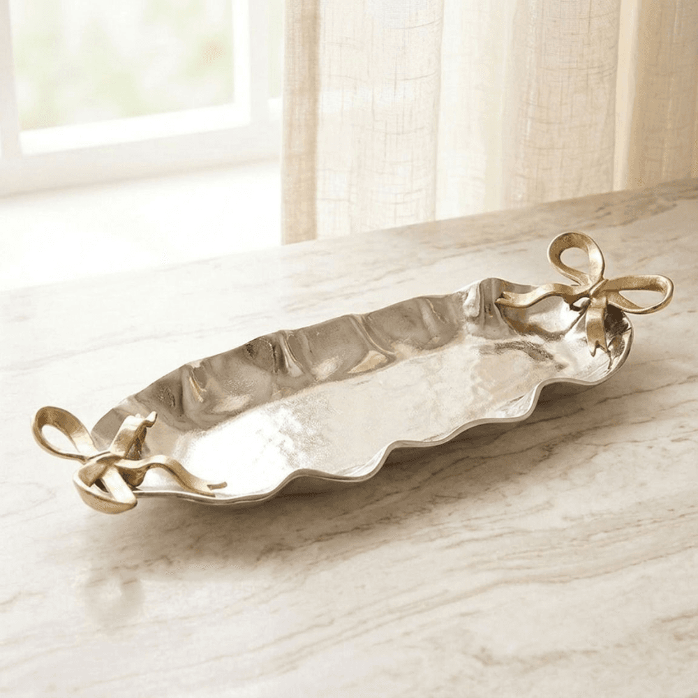 Bow Tray, Silver & Gold