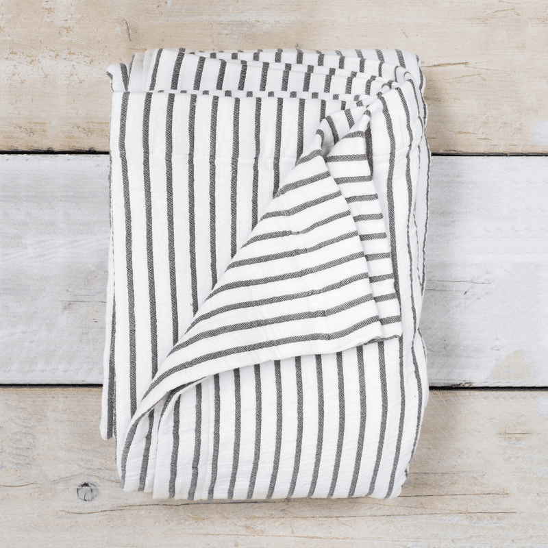 Hikari Striped Throw, Grey & White