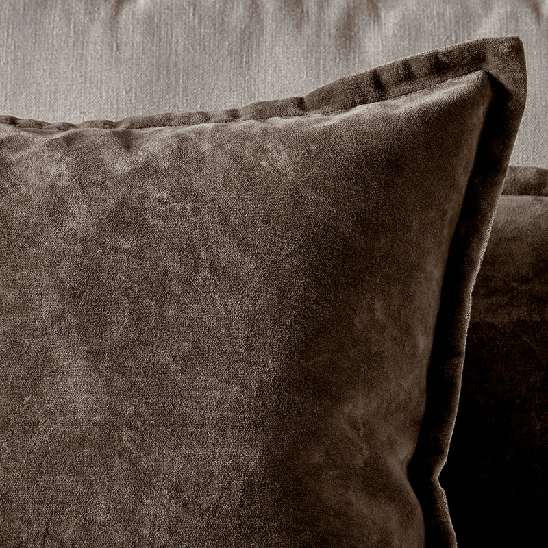 Renwal Velvet & Linen Cushion Cover, Brown