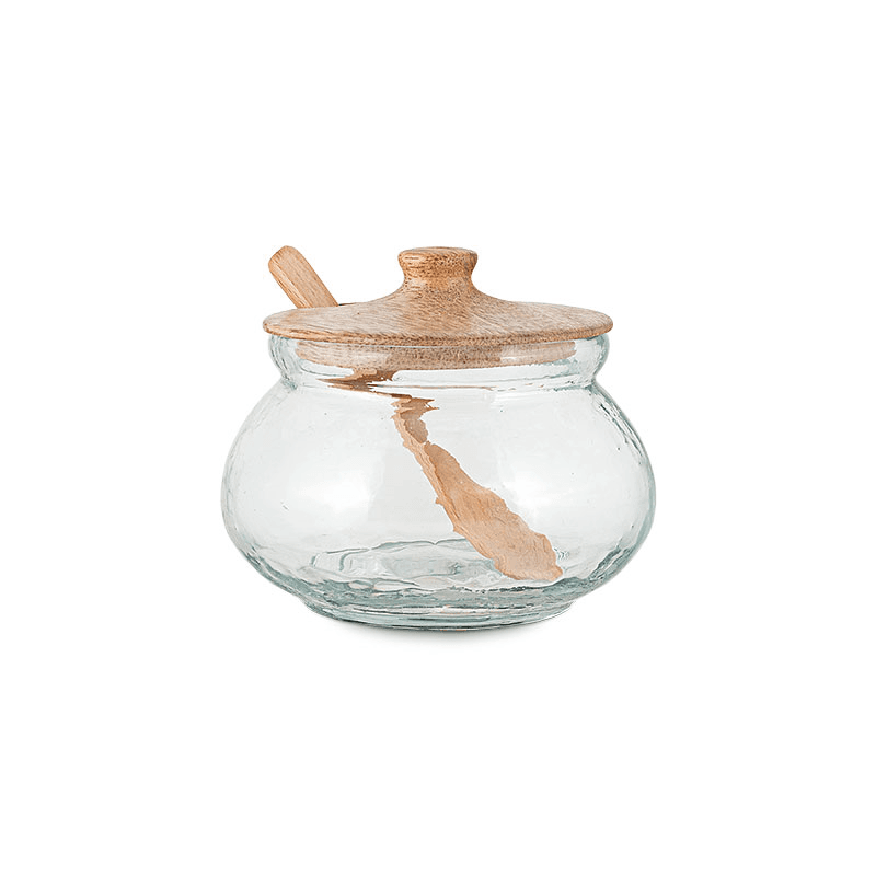 Kali Round Storage Jar, Natural & Clear