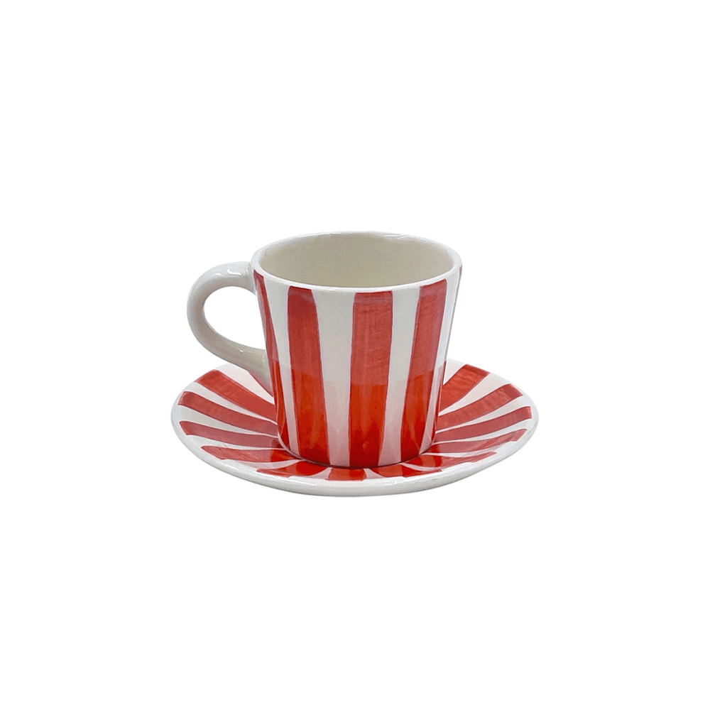 Stripes Espresso Cup & Saucer, Red