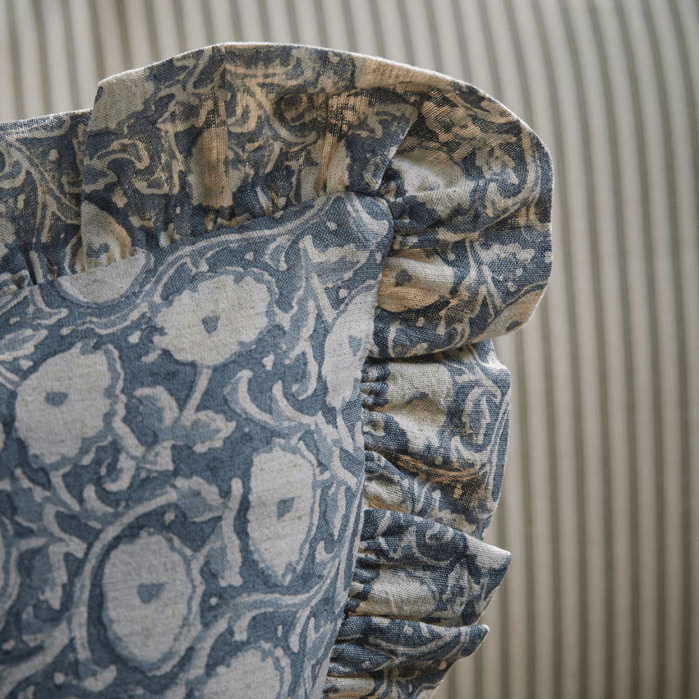 Anvi Hand Block Printed Cushion Cover, Blue