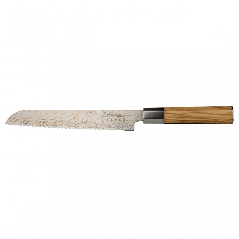 Flame Bread Knife, Olive Wood