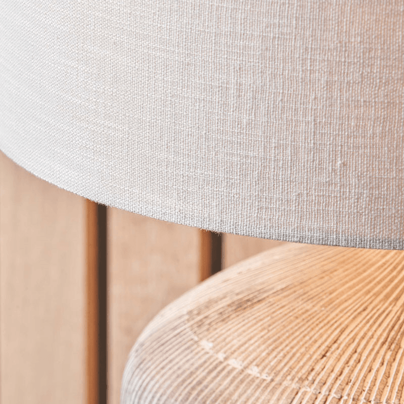 Manaia Textured Table Lamp with Linen Drum Shade, White Wash