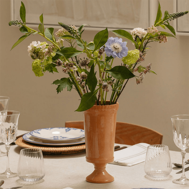 Flora Ceramic Urn Vase, Terracotta