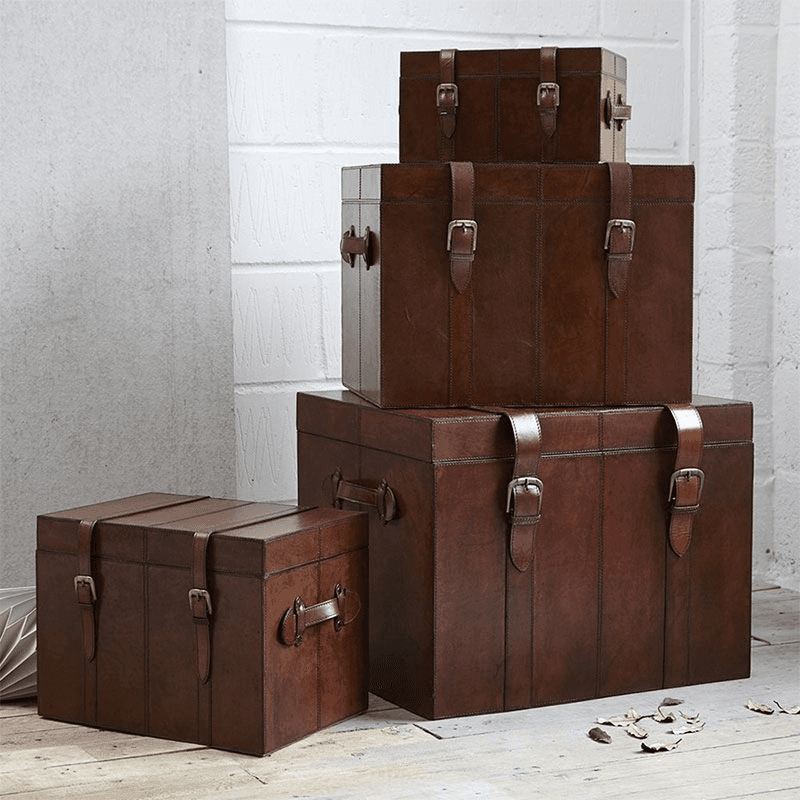 Leather Medium trunk, Conker Brown