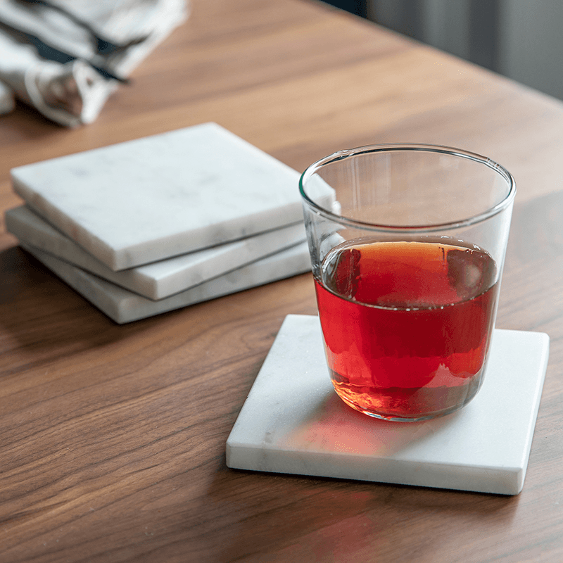 Marble Set of 4 Coasters, White