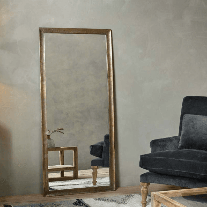 Yadur Full Length Mirror, Antique Brass