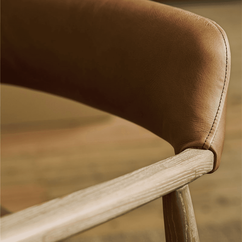 Rowden Leather Dining Chair, Ash Wood