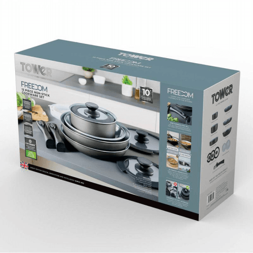 Image showing the Freedom Non-stick 13 Piece Graphite Cookware Set, Black product.