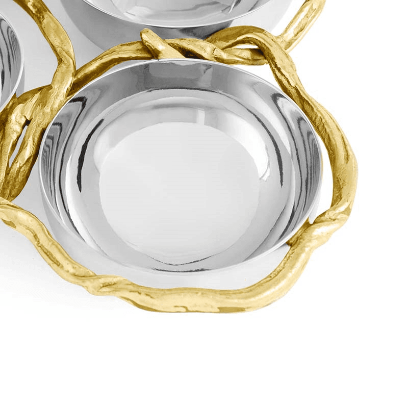 Wisteria Gold 6 Compartment Serving Plate, Gold