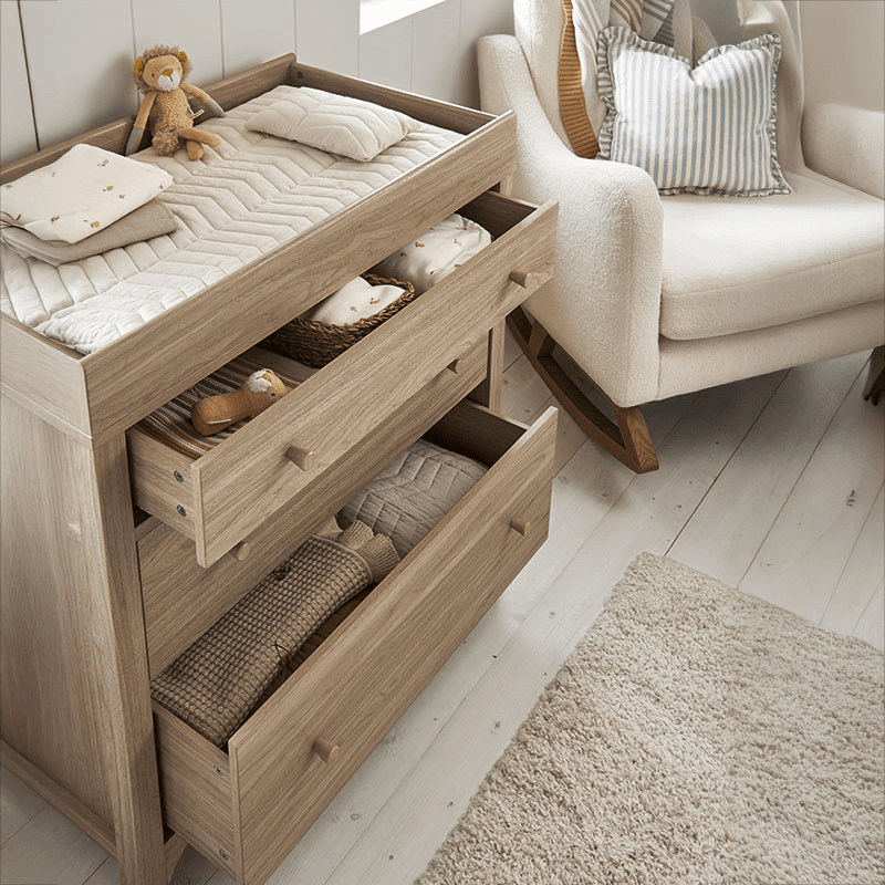 Barton 3 Piece Nursery Furniture Set (excl. Mattress), Natural Oak
