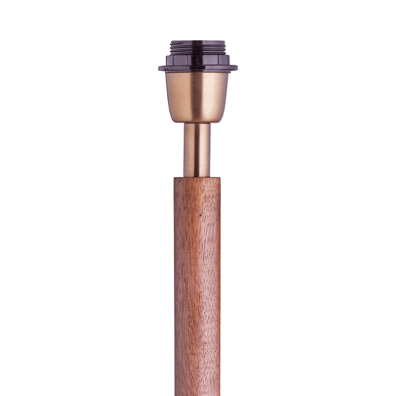 Skellig Floor Lamp with Table, Burnt Wood & Brass
