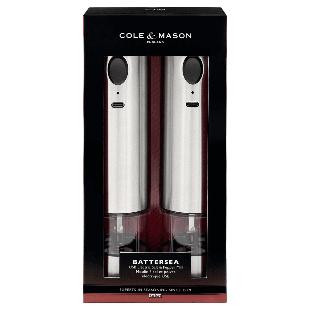 Battersea Electronic Salt & Pepper Mill Set, Silver