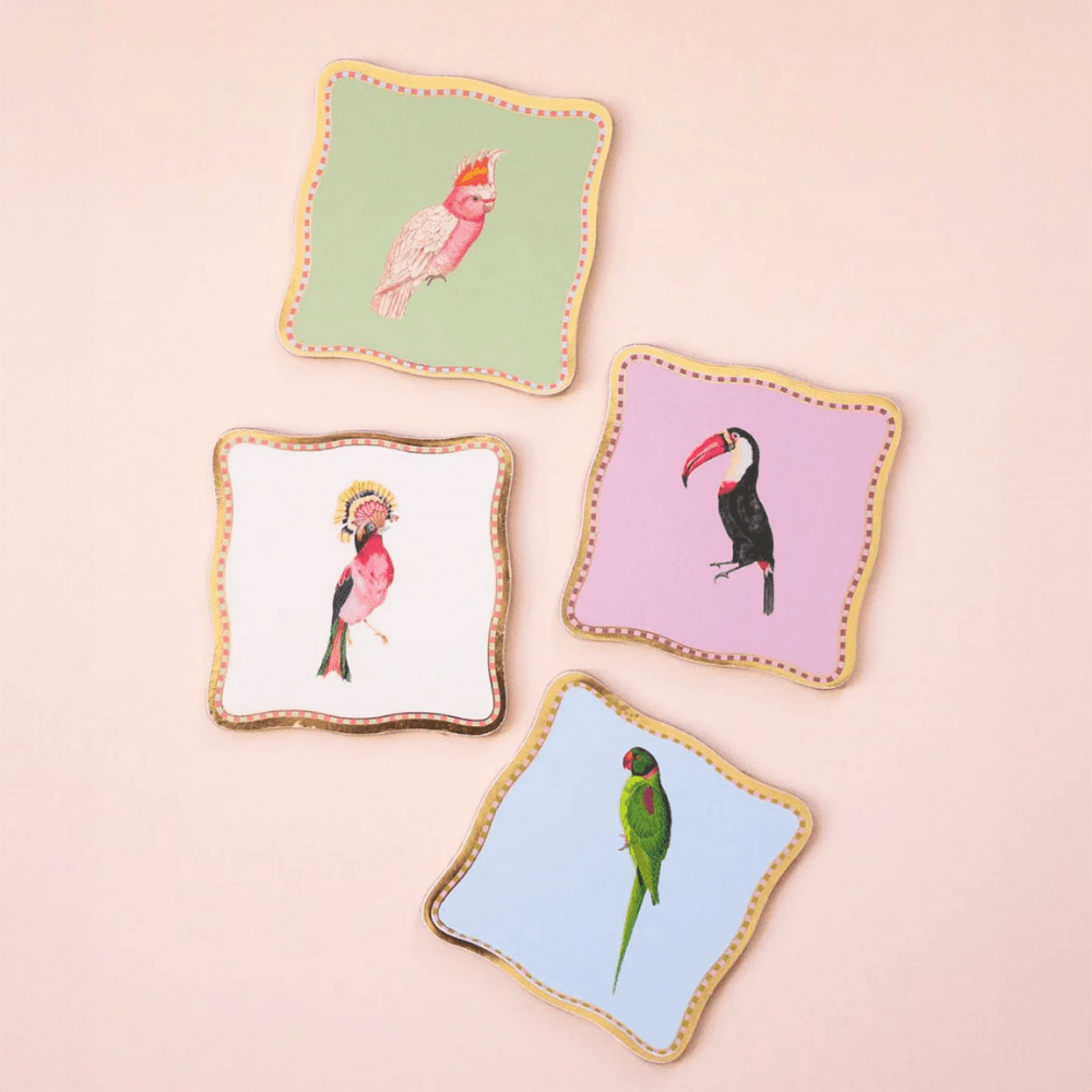 Birds Set of 4 Coasters, Multi