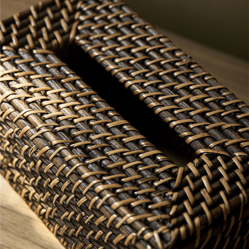Wittering Rattan Rectangular Tissue Box Holder, Antique Brown