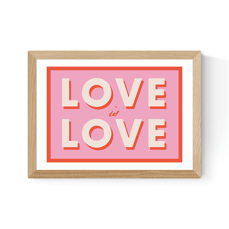 Studio Eleni Love Is Love Print, Oak Frame