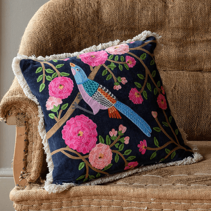 Song Bird Cushion, Navy