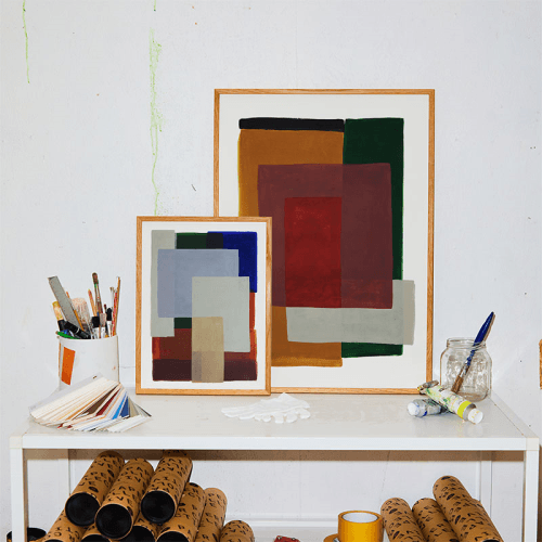 Image showing the Layers 01 Framed Print, Blue product.