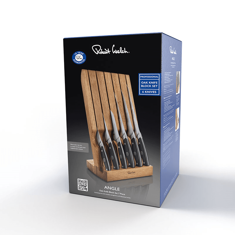 Professional Angle 7 Piece Oak Knife Block Set, Oak