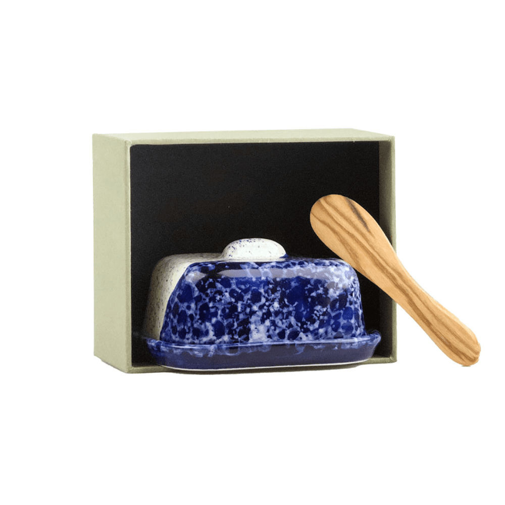 Wave Mini Butter Dish & Knife Set, Blue