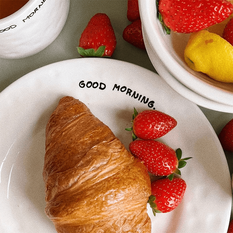 Good Morning Breakfast Plate, Black