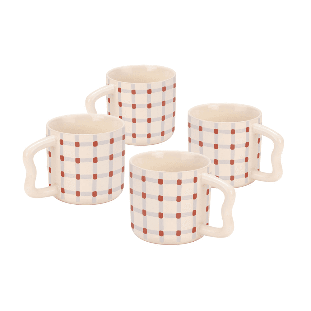 Modern Studio Set of 4 Mugs, Check