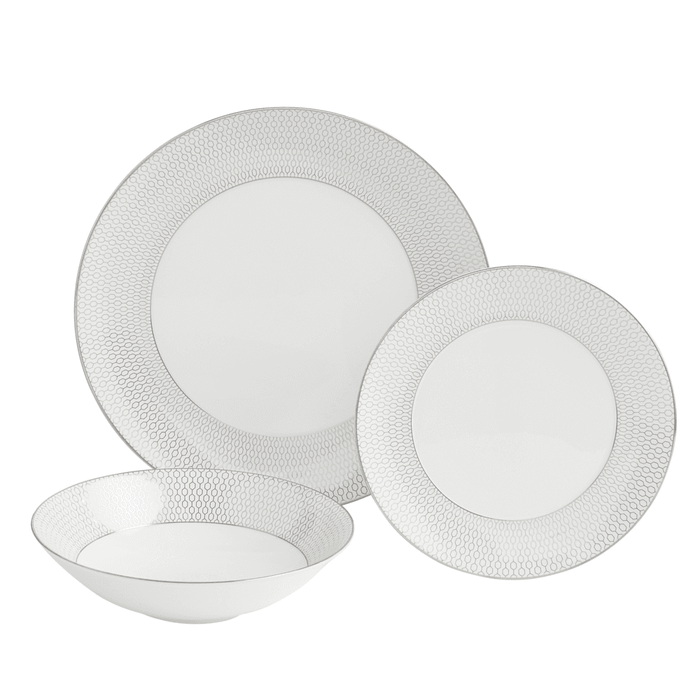Gio Platinum 12 Piece Dinnerware Set, Platinum