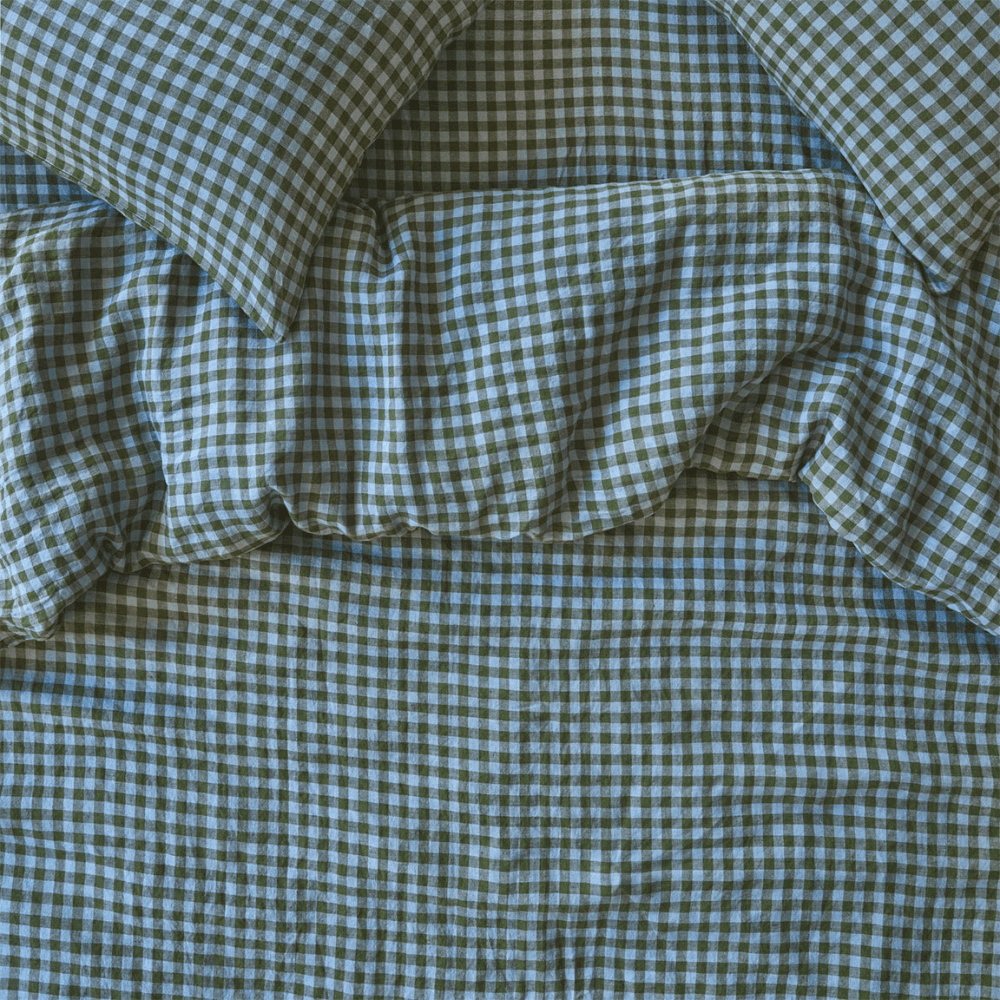 Gingham Linen Blend Duvet Cover