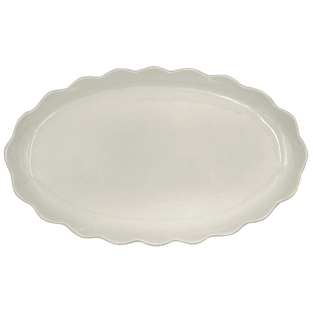 Scalloped Large Oval Platter, Cream