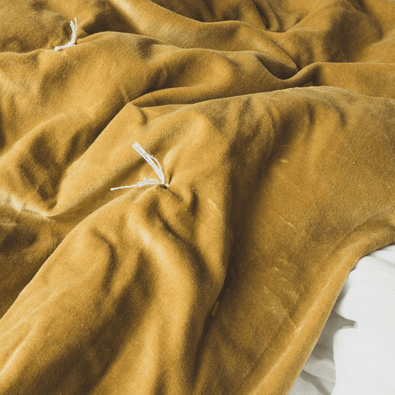Pebble Velvet Quilt, Mustard