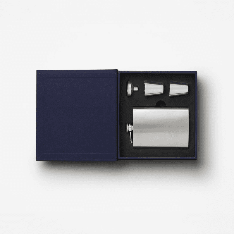 The Essentials Hip Flask Set, Dark Blue