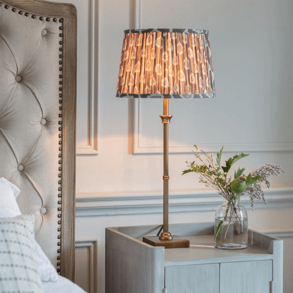 Kirdford Reeded Table Lamp, Antique brass