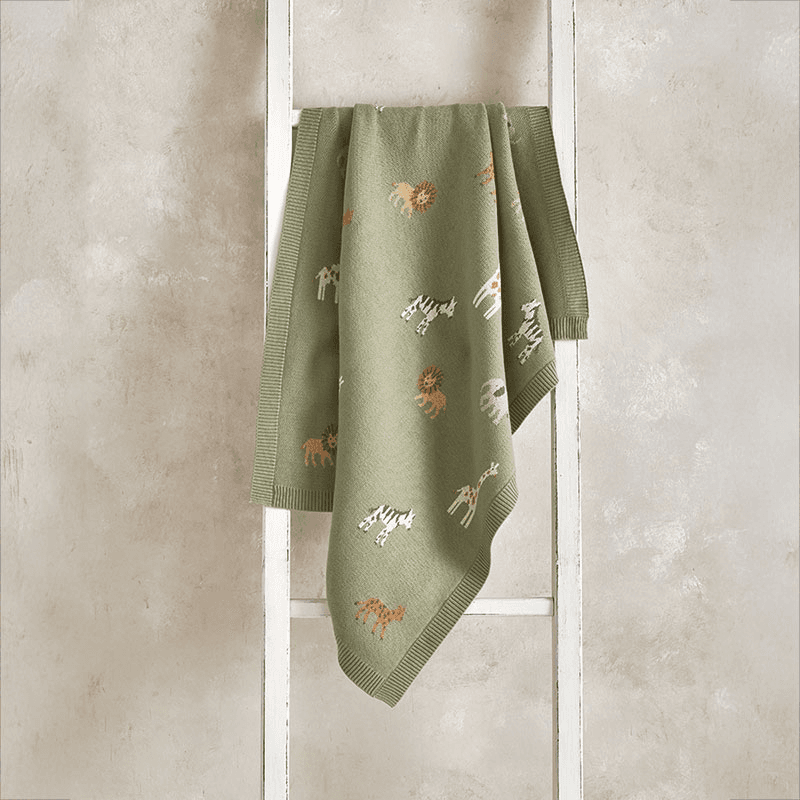 Safari Knitted Blanket, Sage