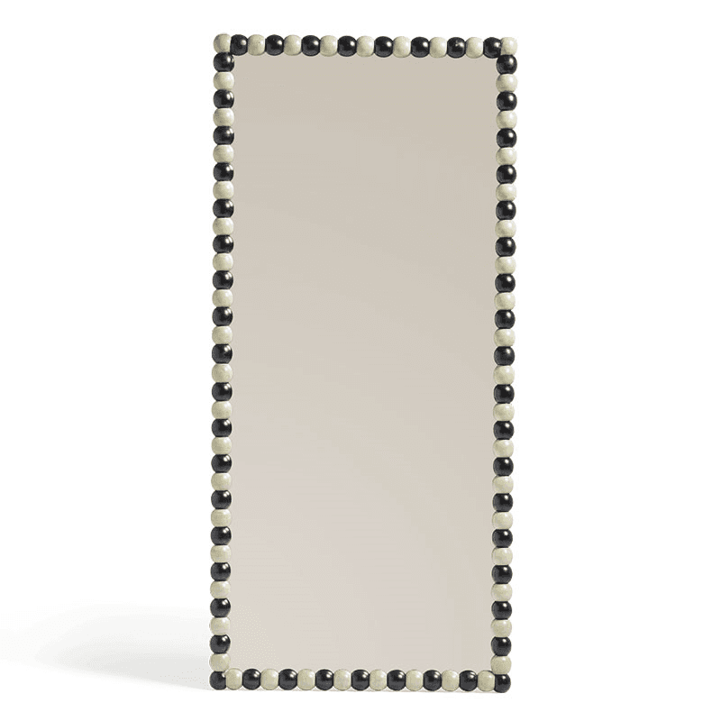 Bobina Floor Standing Mirror, Vellum & Distressed Black